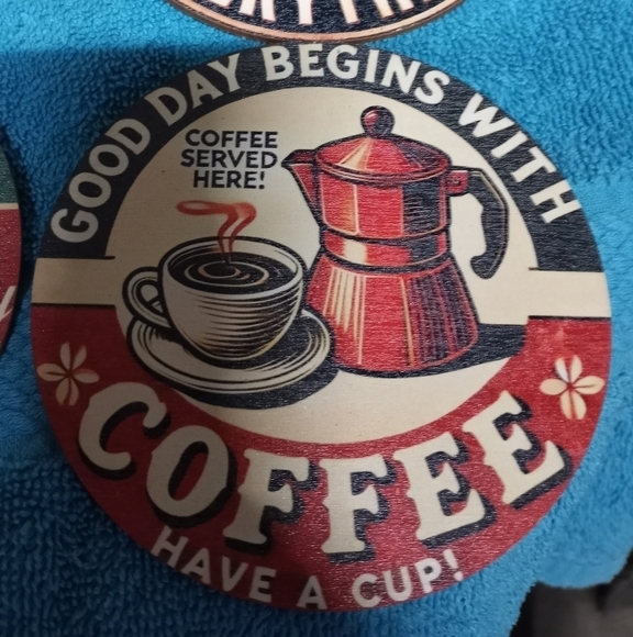 Coffee Coasters Set Of 6- Red, Green, Black - Picture 4 of 8